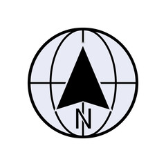 Compass Icon. Instrument Containing Magnetized Pointer Which Shows Direction of Magnetic North. Orientation Symbol - Vector.