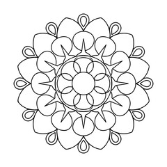 Pattern mandala art black and white background.