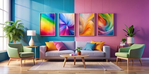 Minimalist wall art featuring abstract shapes and a soft color palette, perfect for enhancing modern interiors with a