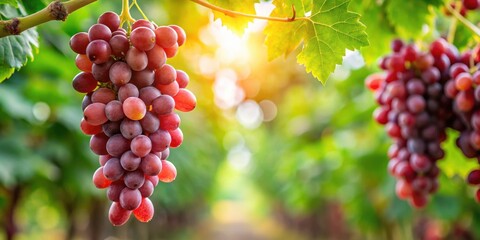 Red grape growing on vine branch in a botanical garden, grape, fruit, vine, tree, branch, botanical, garden, vineyard, agriculture