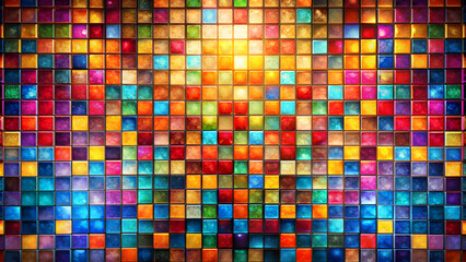 Fototapeta premium Abstract geometric mosaic background with vibrant colors and glass textures, mosaic, shapes, colors, geometric, forms