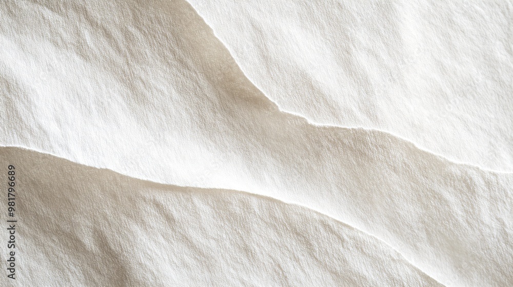 Poster white fabric with subtle texture and soft folds, creating an elegant and minimalist background.