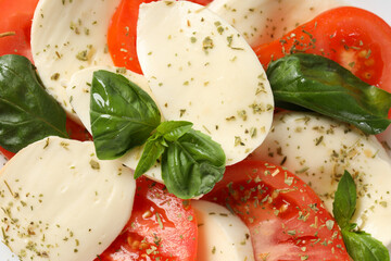 Salad Caprese, concept of tasty and delicious food