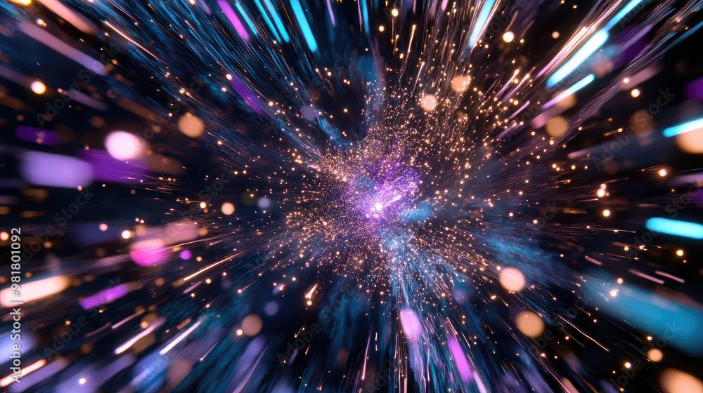 Poster a vibrant explosion of colors and lights creates mesmerizing effect, resembling cosmic event with sp