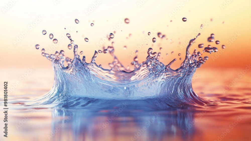 Poster water drop splash creating a crown-like shape