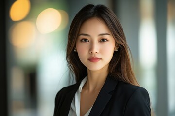 Obraz premium Asian businesswoman confidently in meeting room showcasing leadership