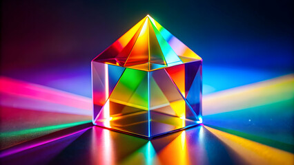 Colorful crystal prism reflecting vibrant colors, crystal, prism, colorful, vibrant, reflection, light, iridescent, rainbow