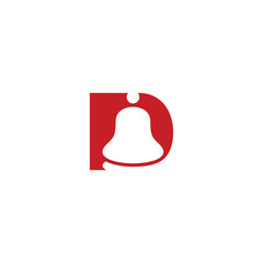 initial letter D with alarm or bell icon logo design