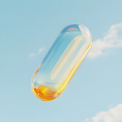 glass of water on blue background ai generative 