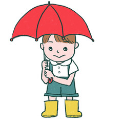 傘をさす子供のイラスト