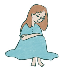 憂鬱な女性のイラスト