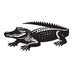 Fototapeta premium Crocodile silhouette Clipart - Crocodile vector illustration in black and white