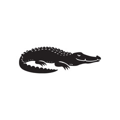 Crocodile silhouette Clipart - Crocodile  vector illustration in black and white