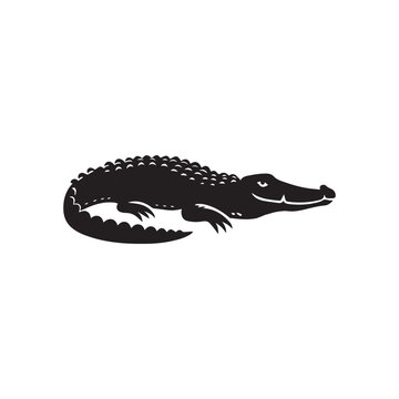 recommend clip art: Crocodile silhouette Clipart - Crocodile  vector illustration in black and white