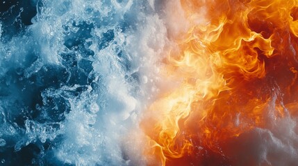 Abstract image of fire and water colliding and merging