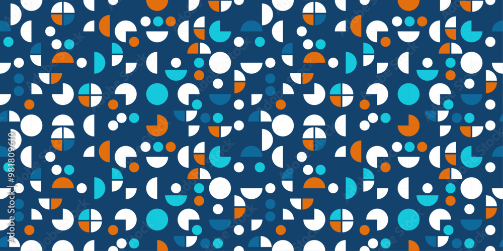 Poster Abstract pattern of circles. Half and quarter circles on a seamless pattern.