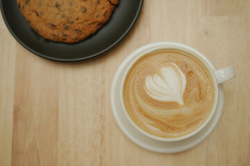 Coffee cup on wood table 
