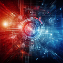 Fototapeta premium Red blue abstract technology background