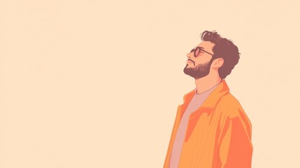 Fototapeta premium Minimalist anime-style drawing of a man, featuring ample copy space around him for creative use.