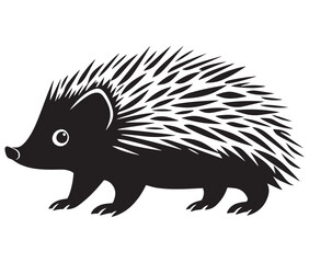 Silhouette hedgehog on white background