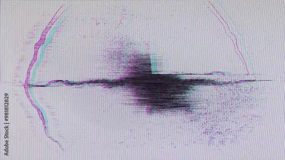 Poster grunge textures animation on a white background with distortion effects and chromatic aberrations