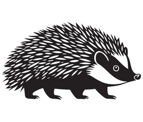 Silhouette hedgehog on white background