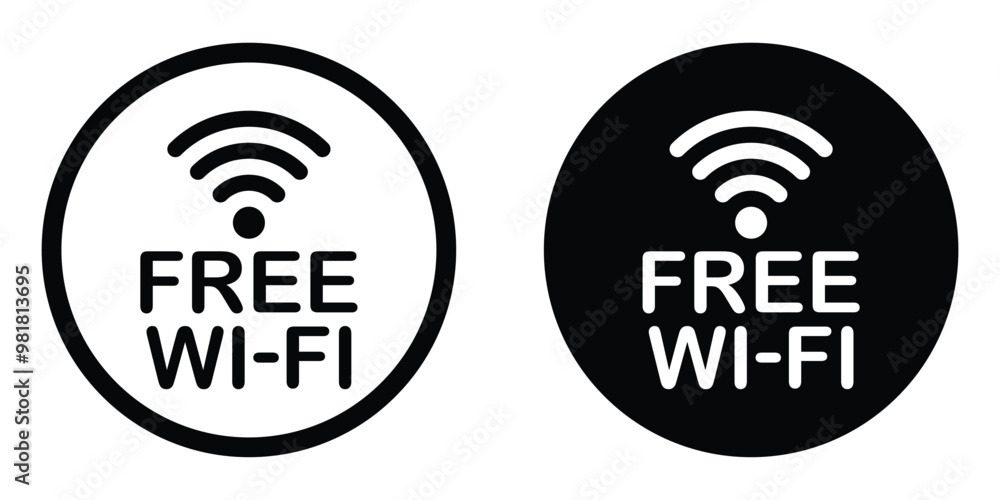 Aufkleber free wifi vector icon set. wi-fi zone sign. wireless hotspot network symbol. free wi fi internet sig