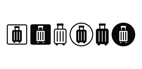 set of travel luggage bag vacation holiday icon symbol vector design simple black white color flat illustration