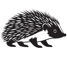 Silhouette hedgehog on white background