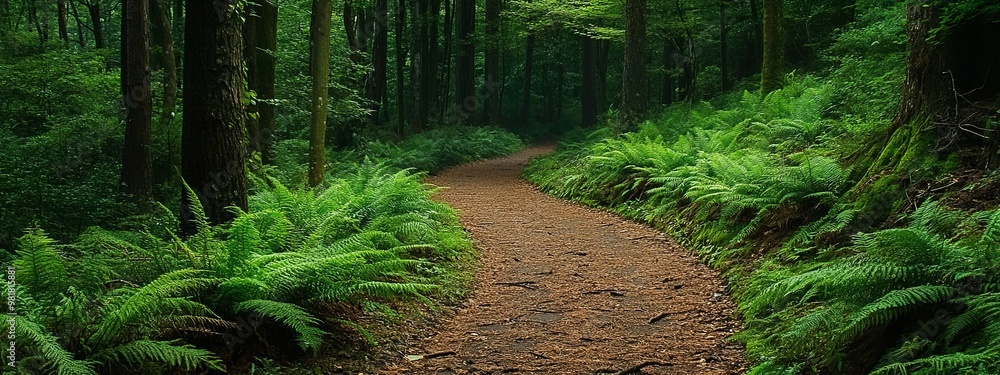 Wall mural A Winding Path Through a Lush Forest