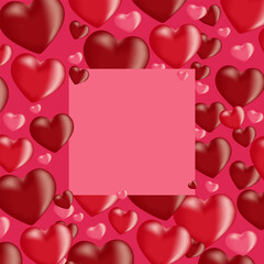 valentines background with 3d hearts place for text vector illustration