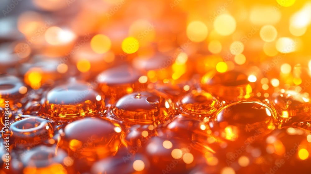Poster a macro shot of embossed details on cola bottle candy, capturing the vibrant orange color and textur