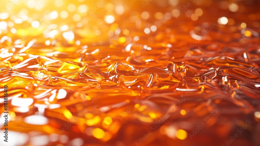Poster close-up of embossed details on cola bottle candy, capturing the textured surface and shimmering ref