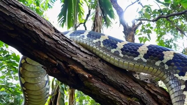 Close-Up of a Python in a Lush Forest