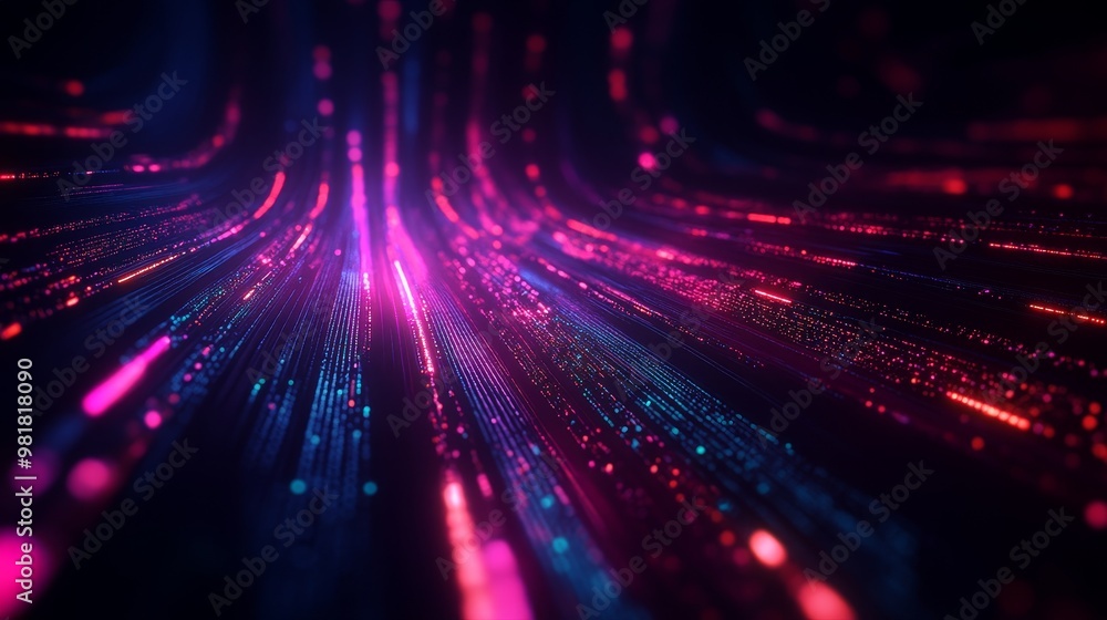 Aufkleber an abstract visualization of digital connectivity, featuring glowing lines converging in the distanc