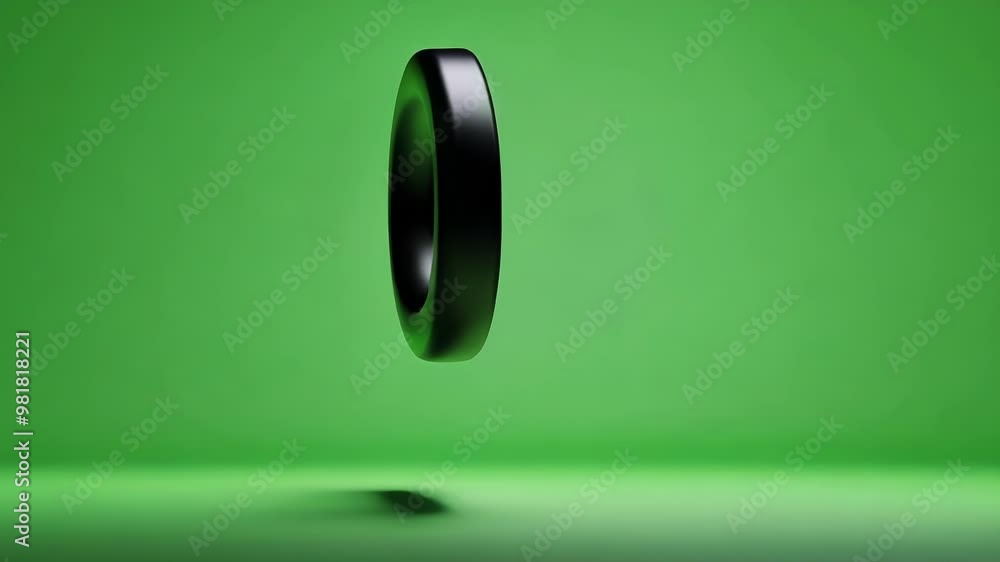 Aufkleber black torus shape is hovering on a vibrant green screen, providing a clean and isolated subject for 