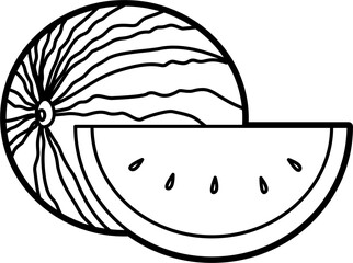 Watermelon coloring outline illustration vector
