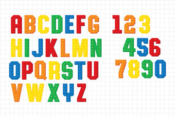 Multi Blocks Bricks Alphabets Letter and Numbers in Many Colors