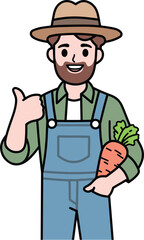 Cute Farmer Cartoon Character Drawing