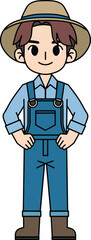 Cute Farmer Cartoon Character Drawing