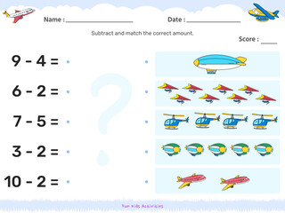 Fun matching game summation air theme for kids 7