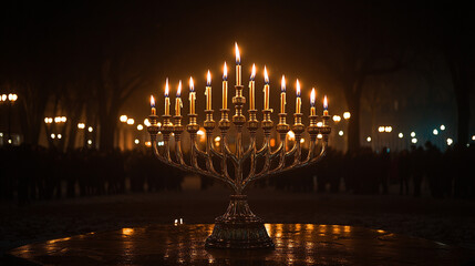 Public Menorah Lighting During a Community Hanukkah Celebration