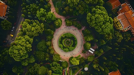 an aerial view of a stunning natural landscape or a vibrant city, captured from a drone, highlighting unique perspectives and intricate patterns from above