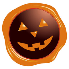 ハロウィン　ジャック・オー・ランタンのシールスタンプエンブレム　ベクターイラストレーション