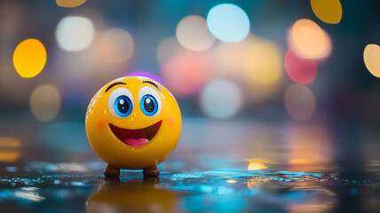Celebrate World Smile Day with a cheerful yellow smiley ball shining in vibrant surroundings
