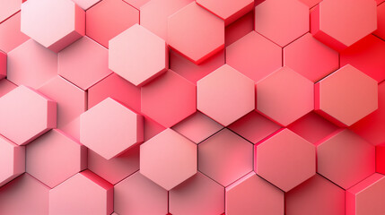 Fototapeta premium Abstract 3D Hexagonal Pattern in Pink Tones