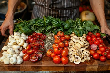 colorful vegetable chopping