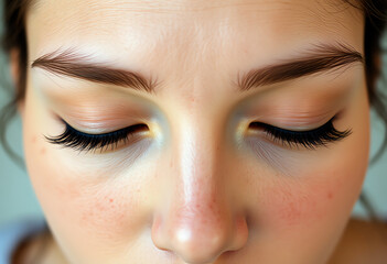 Naklejka premium Close up of a woman's face with perfect eyebrow makeup.