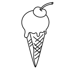 Coloring Page Outline of Cute Ice Cream