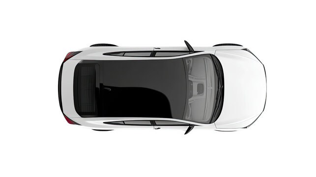 Car top view on white transparent background